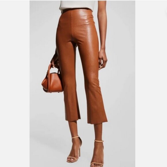 Commando Camel Faux Leather Cropped Flare Pants Size X-Large - Picture 1 of 5